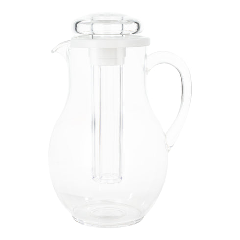 Service Ideas Pitcher with Ice Tube, 3 L, Clear Plastic