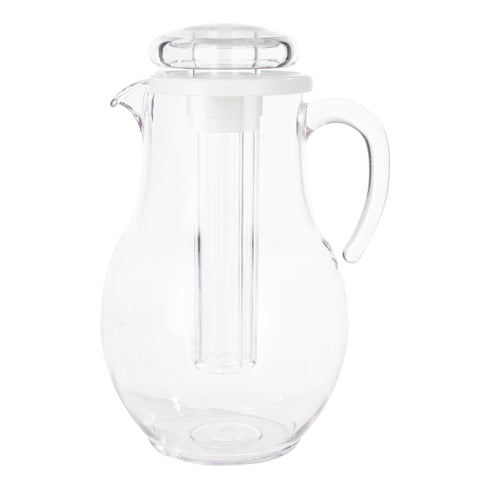 Service Ideas Pitcher with Ice Tube, 3.3 L, Clean SAN Plastic