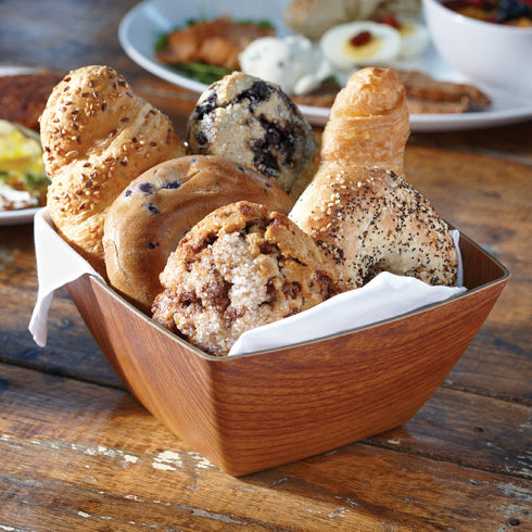 OBTENIR | Bol carré Arbor en faux bois, 1 pinte, polystyrène (paquet de 24)