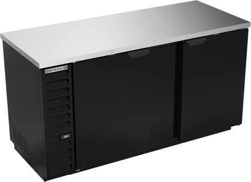 Beverage-Air BB68HC-1-B Back Bar Double Solid Door Refrigerator, 68", Black, 115V, FINAL SALE