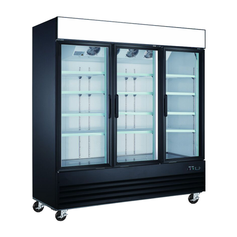 EFI X-Line C3-78GDVCX 78" Triple Glass Door Cooler, Black