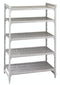 Cambro Premium Series Camshelving Starter Units, 5 Vented Shelves, 72" Tall, Speckled Grey Plastic, 18" x 48", FINAL SALE