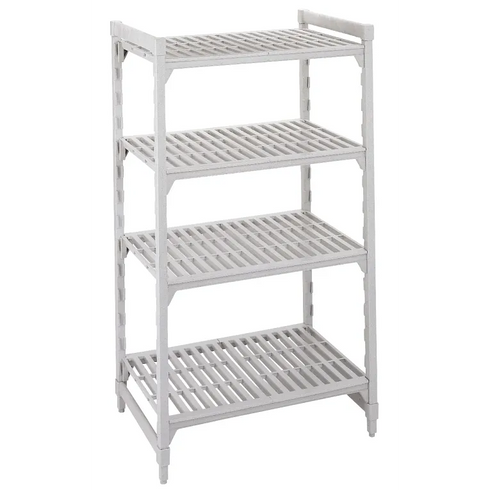 Cambro Premium Series Camshelving Starter Kit, 4 Vented Shelves, 24" x 48" x 64", Speckled Grey, FINAL SALE