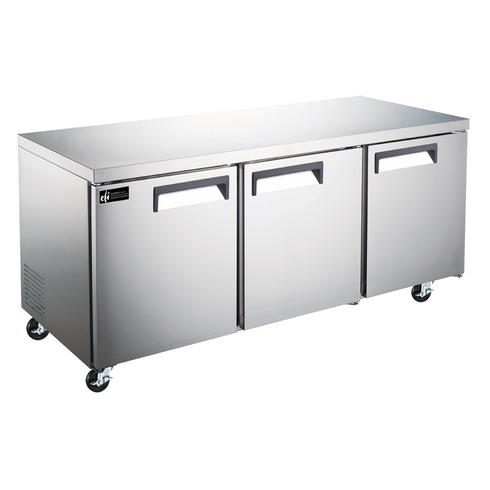 EFI X-Line CUDR3-72VCX 72" Triple Door Undercounter Refrigerator, Solid Door, Stainless Steel