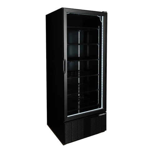 Habco ESM28HCTD-BLK Cold Space Merchandiser Refrigerator, Single Glass Swing Tall Door, 30", Black/Black, 115V