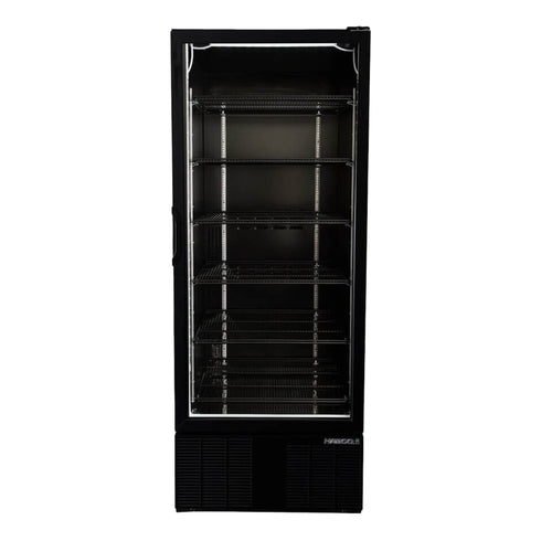 Habco ESM28HCTD-BLK Cold Space Merchandiser Refrigerator, Single Glass Swing Tall Door, 30", Black/Black, 115V