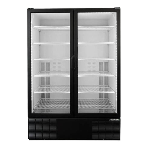 Habco ESM49HCTD Cold Space Merchandiser Refrigerator, Double Glass Swing Tall Doors, 54", Black/White, 115V