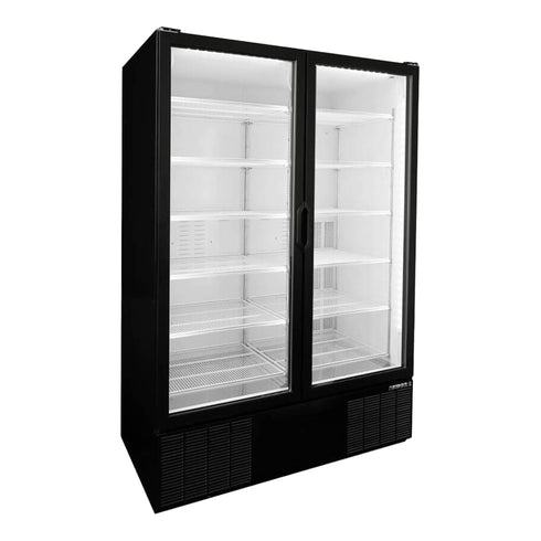 Habco ESM49HCTD Cold Space Merchandiser Refrigerator, Double Glass Swing Tall Doors, 54", Black/White, 115V
