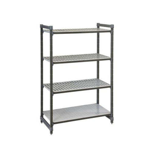 Cambro Elements Series Camshelving Kit, 3 Vented Shelves, 1 Solid Shelf, 18" x 36" x 72", FINAL SALE