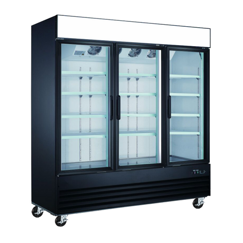 EFI X-Line F3-78GDVCX 78" Triple Glass Door Freezer, Black