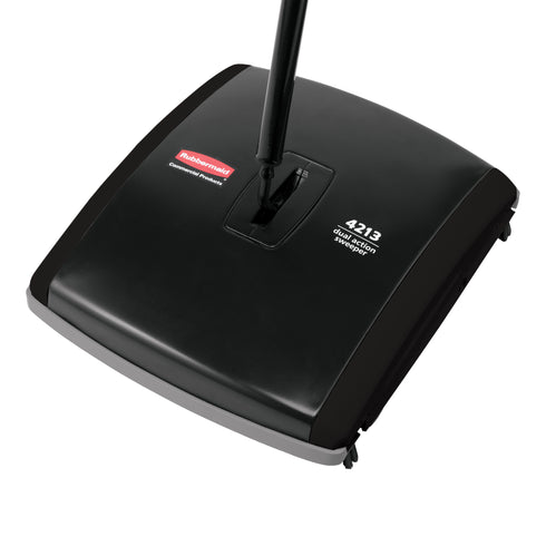 Rubbermaid Dual Action Bristle Mechanical Sweeper, Black