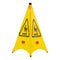 Caoutchouc | Panneau d'avertissement au sol, Pop Up, multilingue, 3 côtés, jaune
