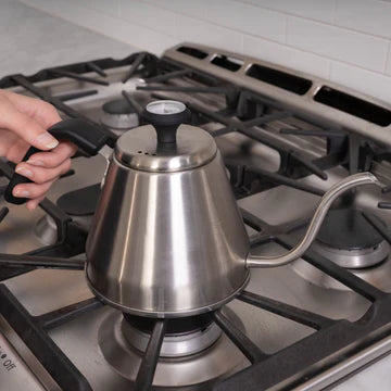 London Sip Gooseneck Kettle with Thermometer, 4 cups, Stainless Steel