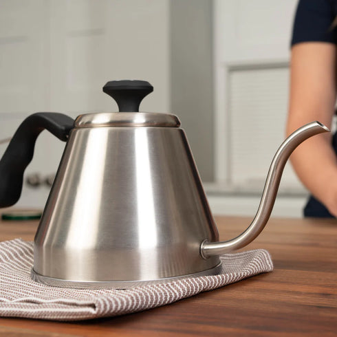 London Sip Gooseneck Kettle with Thermometer, 4 cups, Stainless Steel