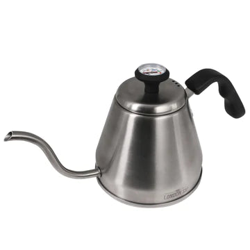 London Sip Gooseneck Kettle with Thermometer, 4 cups, Stainless Steel