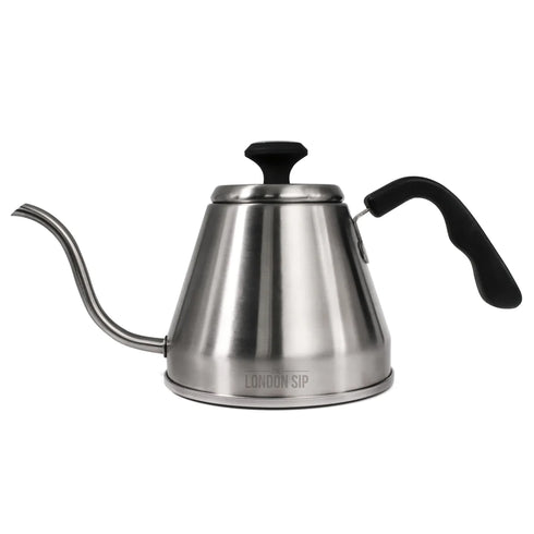London Sip Gooseneck Kettle with Thermometer, 4 cups, Stainless Steel