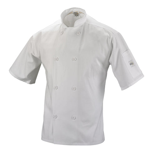 Mercier | Millennia Veste de chef/cuisinier unisexe à manches courtes, blanc