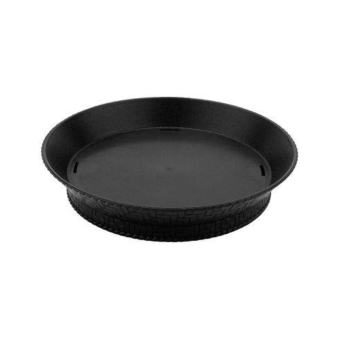 G.E.T. Round Solid Basket with Base, 10.5", Black Plastic (12-pack)