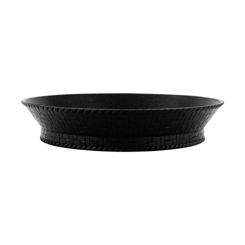 G.E.T. Round Solid Basket with Base, 10.5", Black Plastic (12-pack)