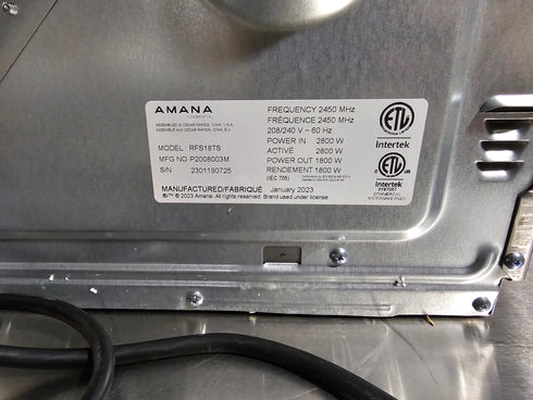 Amana | Four à micro-ondes commercial RFS18TS, 1800 W, 208/240 V, VENTE FINALE SCRATCH & DENT
