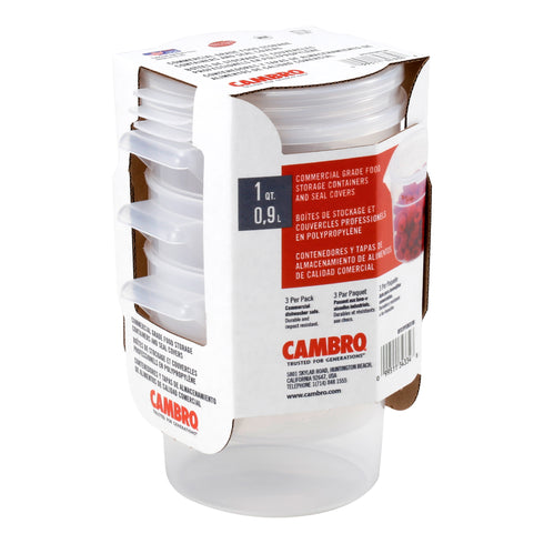 Cambro | Ensemble de récipients et couvercles ronds translucides pour l'entreposage des aliments