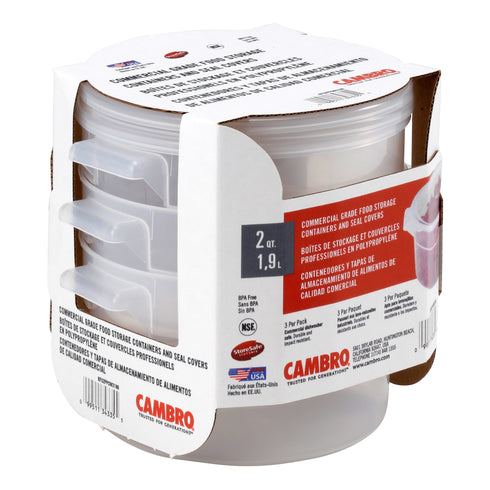 Cambro | Ensemble de récipients et couvercles ronds translucides pour l'entreposage des aliments