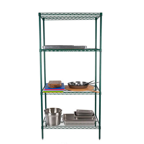 Torngat Shelving Wire Shelving Kit with 4 Shelves, 18" x 36" x 74", Green Epoxy