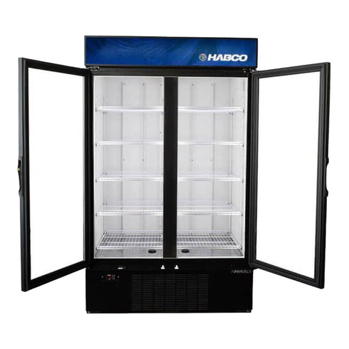 Habco SF46HCBXM Double Glass Swing Door Merchandiser Freezer, 48", 115V