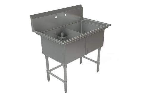 Tarrison TA-CDS218-KIT Double Compartment Corner Drain Sink, 21" x 18" x 13" Bowl Size, Stainless Steel