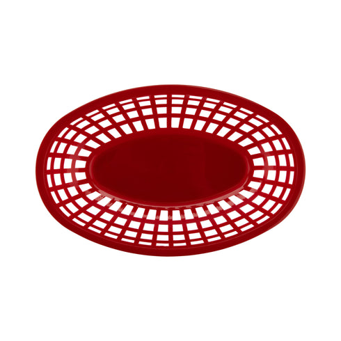 G.E.T. Oval Basket, 9.5" x 6" x 2", Red Plastic (36-pack)