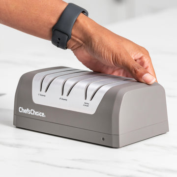 Chef'sChoice Model DC 1520 Rechargeable Electric Knife Sharpener, 3 Stages, 15 and 20 Degree Edges, Grey, 120V