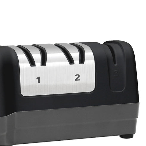Chef'sChoice Model 250 Hybrid Electric/Manual Knife Sharpener, 3 Stages, 20 Degree Edges, Black, 120V