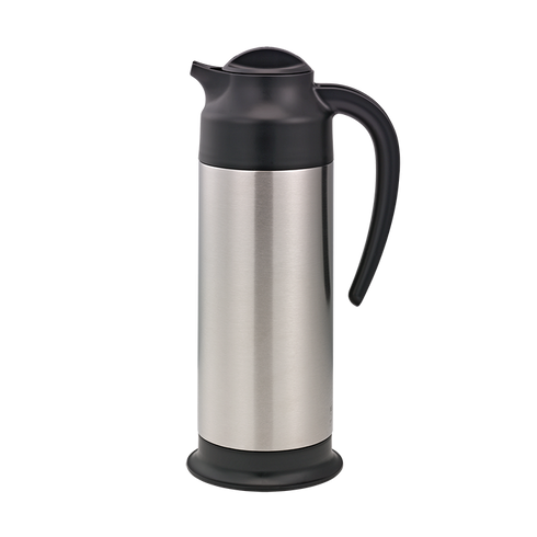 Service Ideas SteelVac Vacuum Insulated Creamer Carafe with Footed Base, Stainless Steel/Black