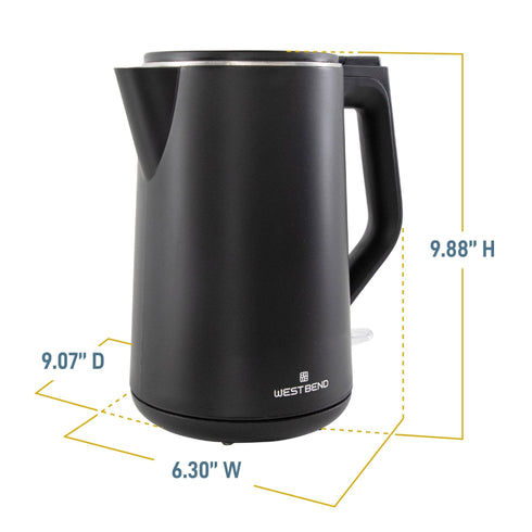 West Bend Cordless Electric Kettle, 1.5 L, Black