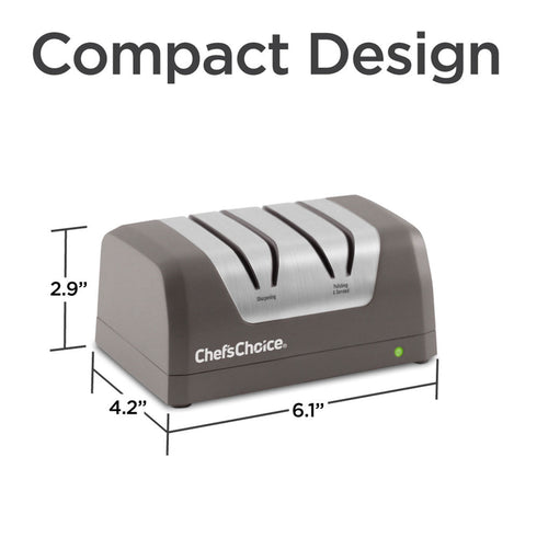Chef'sChoice Model DC 220 Rechargeable Electric Knife Sharpener, 2 Stages, 20 Degree Edges, Grey, 120V