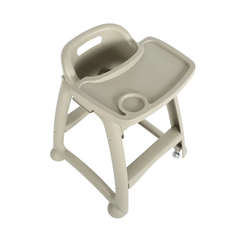 Globe High Chair with Wheels and Tray, Beige, Plastic