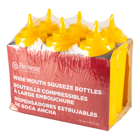 Browne Wide Mouth Squeeze Bottle, 16 oz (6-pack)