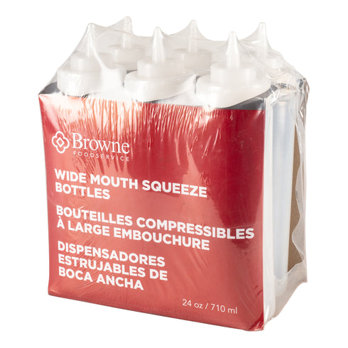 Browne Wide Mouth Squeeze Bottle, 24 oz (6-pack)