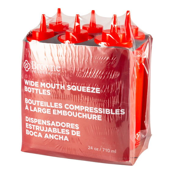 Browne Wide Mouth Squeeze Bottle, 24 oz (6-pack)