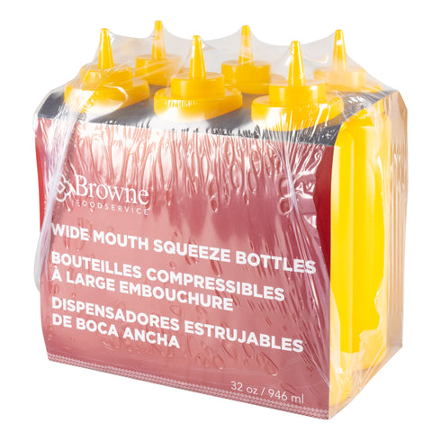 Browne Wide Mouth Squeeze Bottle, 32 oz (6-pack)