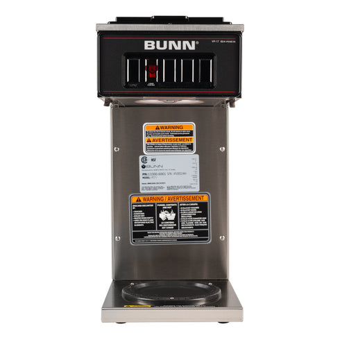 BUNN 13300.6001 VP17-1 Low Profile Coffee Brewer w 1 Lower Warmer, 12 Cup, Stainless Steel