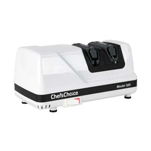 Chef'sChoice Model 320 FlexHone/Strop Electric Knife Sharpener, 2 Stages, 20 Degree Edges, White, 120V