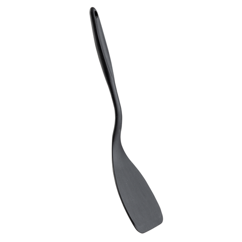 Artisanat de table | Spatule tourneuse solide, acier inoxydable/silicone, noir