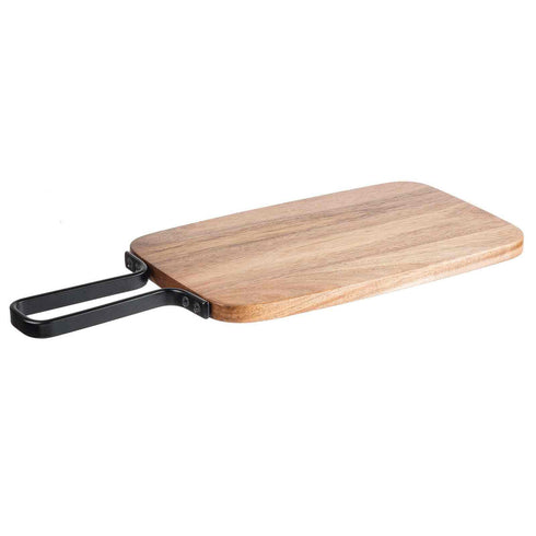 TableCraft Industrial Collection, Rectangular Serving Paddle, Acacia Wood/Metal, FINAL SALE