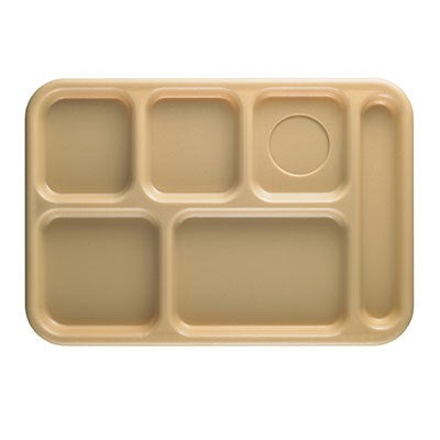 Cambro Camwear Rectangular School Tray, 6-compartment, Beige (24-pack)