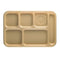 Cambro Camwear Rectangular School Tray, 6-compartment, Beige (24-pack)