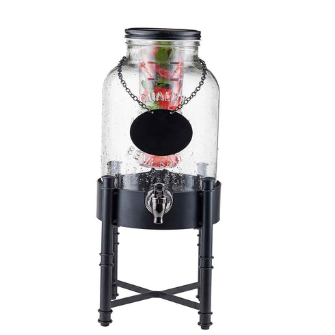 Artisanat de table | Support/support pour distributeur de boissons de la collection industrielle, acier noir