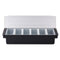 Artisanat de table | Porte-condiments, 6 compartiments, plastique noir avec couvercle transparent