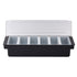 Artisanat de table | Porte-condiments, 6 compartiments, plastique noir avec couvercle transparent