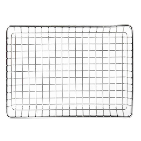 Artisanat de table | Panier de service rectangulaire en fil métallique, acier inoxydable